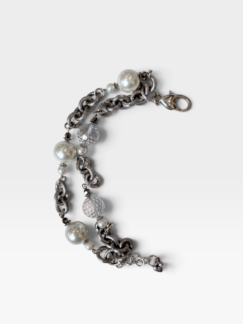 Brighton Bauble Bath Pearl & Crystal Link Bracelet | Silver Retired
